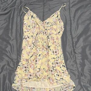 L'ATISTE Yellow Floral Asymmetrical Dress